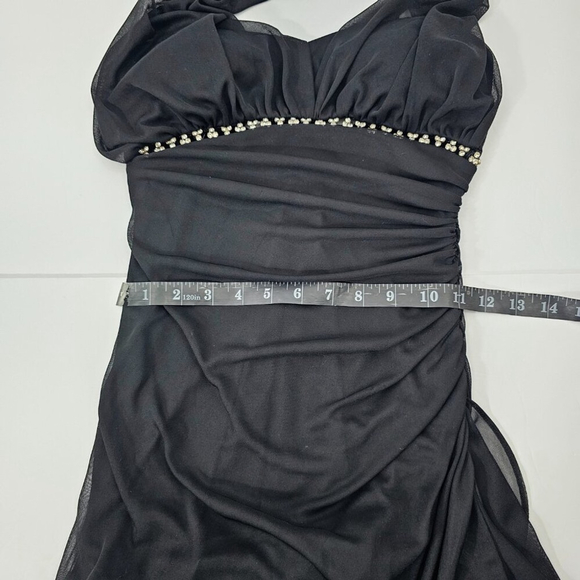 Betsy & Adam Women's Vintage Y2K Black Rhinestone Halter Bodycon Dress Size 4 - Picture 12 of 14